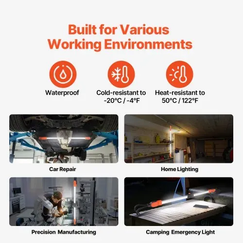 VEVOR Werkstattlampe 2300 LM, Arbeitsleuchte 6000 mAh, wiederaufladbares LED-Licht, Arbeitslampe für Mechaniker mit Haken, für Autoreparatur, Inspektion, Garage, Werkstatt, Notbeleuchtung – Bild 5