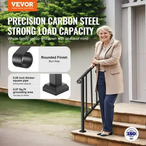 VEVOR Handläufe für Außentreppen, 2–3-stufiges Treppenhandlauf-Set, Übergangsgeländer aus Karbonstahl mit Montagesatz, Treppengeländer für Senioren, Betonstufen & Veranda & Deck, schwarzer Retro-Bogen VEVOR Handläufe für Außentreppen, 2–3-stufiges Treppenhandlauf-Set, Übergangsgeländer aus Karbonstahl mit Montagesatz, Treppengeländer für Senioren, Betonstufen & Veranda & Deck, schwarzer Retro-Bogen