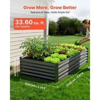 VEVOR Hochbeet Metall 2er-Pack 203x102x46 cm, Rechteckiges Gartenbeet, Pflanzkasten-Set für den Außenbereich, Gemüsebeet mit Handschuhen, Blumenbeet, Pflanzbeet, Pflanzkurbel für Blumen & Gemüse VEVOR Hochbeet Metall 2er-Pack 203x102x46 cm, Rechteckiges Gartenbeet, Pflanzkasten-Set für den Außenbereich, Gemüsebeet mit Handschuhen, Blumenbeet, Pflanzbeet, Pflanzkurbel für Blumen & Gemüse