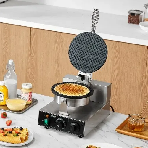 VEVOR elektrische Eistütenmaschine kommerzielle Waffeltütenmaschine 1230 W, antihaftbeschichtete Frühlingsrollenform, mit Temperatur- und Zeitregelung, Griff, für Restaurant Bäckerei Snackbar Familie – Bild 7