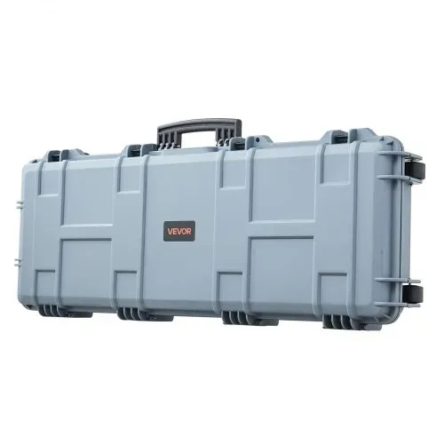 VEVOR Waffenkoffer mit Hartschale für Langwaffen, abschließbarer Gewehrkoffer mit vorgeschnittenen Schaumstoffen, Langwaffenkoffer Waffenaufbewahrung rollbar IP67 wasserfest, 109 x 41 x 15,5 cm Grau – Bild 9