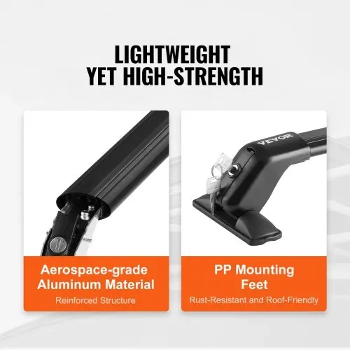 VEVOR Dachträger Dachgepäckträger Auto Querträger 2 Stk. Dachträger 70,3kg Tragfähigkeit, Geeignet für PKW Abstand zwischen Dachrinnen 105-109cm, Abstand von Dachrinnen zu Fenstern 6cm – Bild 4