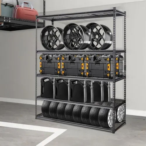 VEVOR Lagerregal 5-stufig verstellbar 907,2 kg Kapazität Garagenregale, Metall-Organizer Drahtregal schwarz 152,4 x 61 x 198,1 cm für Küche, Speisekammer Keller Badezimmer Wäscheschrank – Bild 7