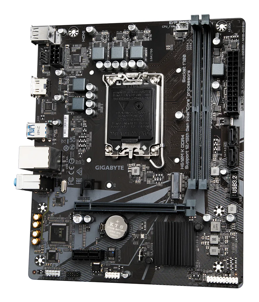 GIGABYTE H610M K DDR4 Mainboard - Unterstützt Intel Core Prozessoren 14th Gen CPUs, 3+1+1 Phases Hybrid Power Design, up to 3200MHz DDR4, 1xPCIe 3.0 M.2, GbE LAN, USB 3.2 Gen 1 – Bild 4