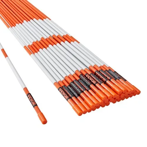 VEVOR Einfahrtsmarkierungen, 30 Stk. 121,92 cm, 1,02 cm Durchmesser, orangefarbene Glasfaserstangen, Schneepfähle mit reflektierendem Band, 30,48 cm Stahlbohrer und Schutzhandschuhe für Parkplätze, Ge – Bild 9