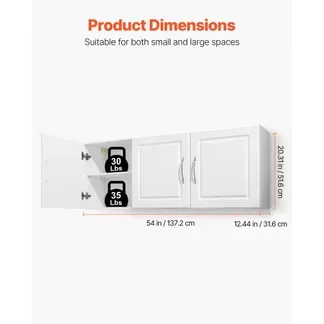 VEVOR Wandschrank für Waschküche, 2-stöckiger Wandhängeschrank mit verstellbarer Ablage, Küchenschrank mit 3 Türen, für Küche Bad Wäscherei, 31,6×137,2×51,6 cm (T x B x H), Oberschrank Weiß VEVOR Wandschrank für Waschküche, 2-stöckiger Wandhängeschrank mit verstellbarer Ablage, Küchenschrank mit 3 Türen, für Küche Bad Wäscherei, 31,6×137,2×51,6 cm (T x B x H), Oberschrank Weiß