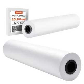 VEVOR Breitformatpapier Papierrollen 609,6 mm (B) / 91,4 m (L), 2 Rollen 20 lb Plotterpapierrollen ideal für CAD-Zeichnungen technische Pläne GIS-Karten Architekturentwürfe Plotterpapier VEVOR Breitformatpapier Papierrollen 609,6 mm (B) / 91,4 m (L), 2 Rollen 20 lb Plotterpapierrollen ideal für CAD-Zeichnungen technische Pläne GIS-Karten Architekturentwürfe Plotterpapier