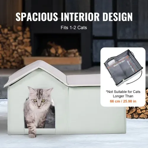 VEVOR Beheiztes Katzenhaus, Katzenunterschlupf für draußen mit einstellbarer Temperatur und Timer, faltbarer Katzenunterschlupf aus 600D Oxford-Gewebe mit beheiztem Kissen für den Winter, um es warm und gemütlich zu haben, grün (groß) – Bild 5