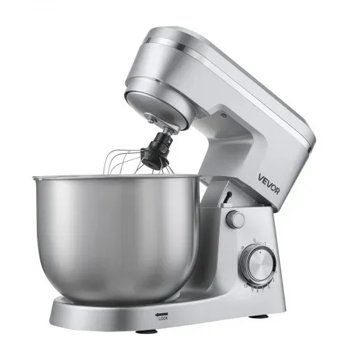 VEVOR Knetmaschine Küchenmaschine zum Backen, 1500 W Teigmaschine mit Edelstahlschüsseln (4,2 + 5,7 L) & Knethaken & Rührbesen & Schneebesen, 10-Gang einstellbare kippbare Rührmaschine Standmixer – Bild 8