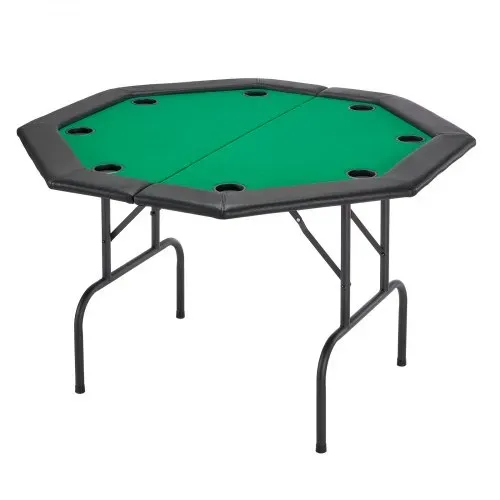 VEVOR klappbarer Pokertisch für 8 Spieler (126 cm) Kasino-Freizeittisch mit gepolsterten Schienen & Getränkehaltern, achteckige tragbare Spieltische mit Filz- und Metallbeinen, Texas Hold’em Poker – Bild 8