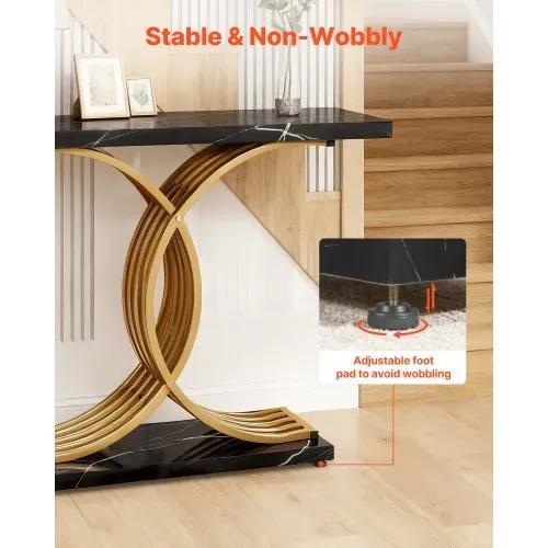 VEVOR Konsolentisch Eingangtisch hinter dem Sofa (100 x 30 x 81 cm / L x B x H), rechteckiger Beistelltisch aus MDF + Stahlrohre für Flur Schlafzimmer Wohnzimmer Foyer, Flurtisch Golden – Bild 5