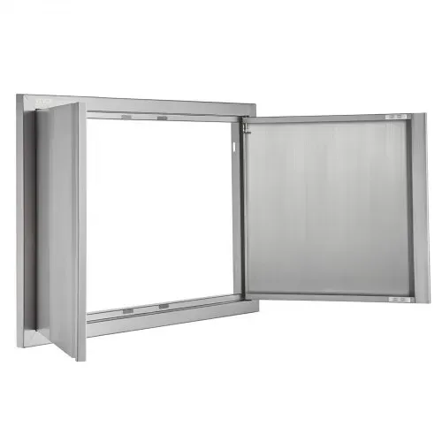 VEVOR Grill-Zugangstür, 710 x 482 mm, Doppelte Außenküchentür, Flächenbündig Montierte Edelstahltür, Vertikale Wandtür mit Versenkbaren Griffen, für Grillinsel, Grillstation, Außenschrank – Bild 10