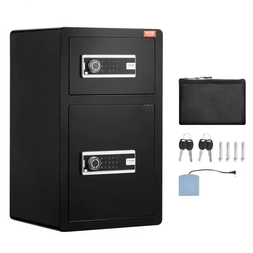 VEVOR Safe Tresor mit feuerfester Geldtasche, Doppeltüren-Safe 4,5 Kubikfuß, 2 höhenverstellbare Trennwände, digitaler Möbeltresor mit Schlüssel, Code, Safe für Geld Schmuck Wertsachen, Schwarz – Bild 8