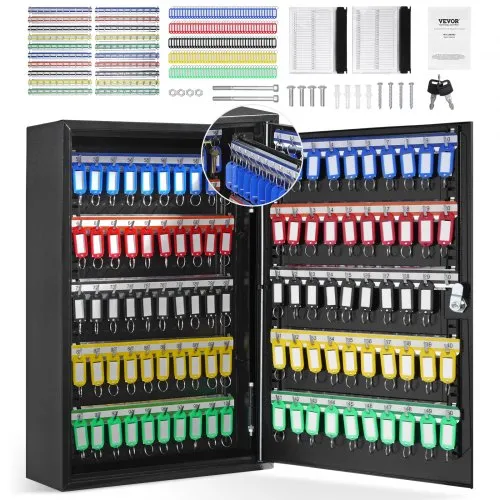 VEVOR Schlüsselschrank Schlüsselkasten 200 Schlüssel, Schwarz Schlüsselbox Schlüsseltresor Einstellbar, Abschließbarer Schlüsselschrank mit 20 Schlüsselhaltern, 2 Schlüsseln & 4 Karteikarten VEVOR Schlüsselschrank Schlüsselkasten 200 Schlüssel, Schwarz Schlüsselbox Schlüsseltresor Einstellbar, Abschließbarer Schlüsselschrank mit 20 Schlüsselhaltern, 2 Schlüsseln & 4 Karteikarten