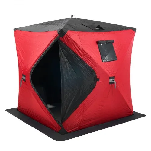 VEVOR Tragbares Eisangelzelt, Pop-Up-Zelt zum Eisfischen für 3–4 Personen, Angelzelt Anglerschirm, thermische Eishütte zum Winterfischen, Zelt mit Ankern, Seilen, Tragetasche, 1,8 x 1,8 x 2 m, rot VEVOR Tragbares Eisangelzelt, Pop-Up-Zelt zum Eisfischen für 3–4 Personen, Angelzelt Anglerschirm, thermische Eishütte zum Winterfischen, Zelt mit Ankern, Seilen, Tragetasche, 1,8 x 1,8 x 2 m, rot