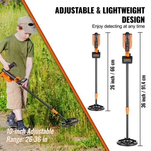 VEVOR Metalldetektor Kit für Kinder Multifunktionaler Profi-Detektor mit 2 Modi Metallsuchgerät wasserdichte 15,2cm Spule für Größere Tiefe, mit Schaufel und Tragetasche – Bild 2