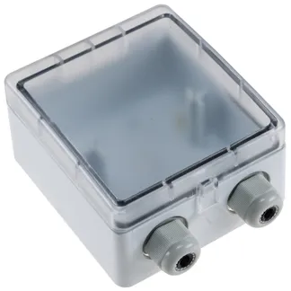 Aufputz Gehäuse mit Schutzklappe, IP54 110x105x57mm, 2 Kabelschlüsse Aufputz Gehäuse mit Schutzklappe, IP54 110x105x57mm, 2 Kabelschlüsse