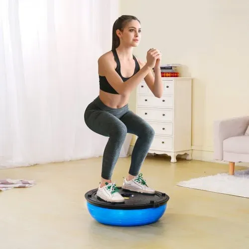 VEVOR Halb-Gymnastikball-Trainer, 584 mm Balance Ball Trainer, 300 kg Tragkraft Stabilitätsball, Yoga-Ball mit Widerstandsbändern und Fußpumpe, Kraft-Fitnessball für das Heim-Fitnessstudio, Blau – Bild 7