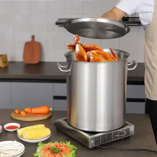 VEVOR Kochtopf 39,7 L Edelstahl, 350 x 410 mm Großvolumiger Suppentopf Komposit-Basis, als Spargeltopf Soßentopf Geeignet, Praktischer Küchentopf Große Zutaten, Induktionsherd Topf Induktionskochtopf – Bild 7