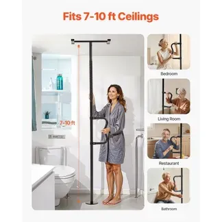 VEVOR Sicherheitsstange vom Boden bis zur Decke, Haltegriff fürs Badezimmer mit rutschfestem gebogenem Griff, 136 kg Tragkraft, für ältere Menschen, für Deckenhöhen von 214 bis 305 cm, schwarz VEVOR Sicherheitsstange vom Boden bis zur Decke, Haltegriff fürs Badezimmer mit rutschfestem gebogenem Griff, 136 kg Tragkraft, für ältere Menschen, für Deckenhöhen von 214 bis 305 cm, schwarz