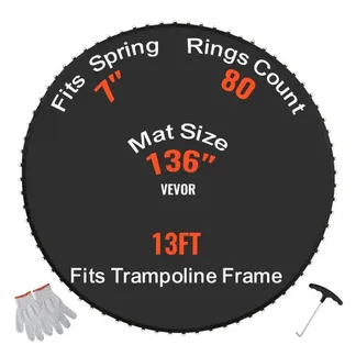 VEVOR Ersatz-Trampolinmatte Sprungmatte für 396 cm Rahmen, universelle Sprungmatte für rundes Trampolin, verstärkte UV-beständige Matte mit 80 langlebigen V-Ringen, passend für 17,8 Federlänge VEVOR Ersatz-Trampolinmatte Sprungmatte für 396 cm Rahmen, universelle Sprungmatte für rundes Trampolin, verstärkte UV-beständige Matte mit 80 langlebigen V-Ringen, passend für 17,8 Federlänge