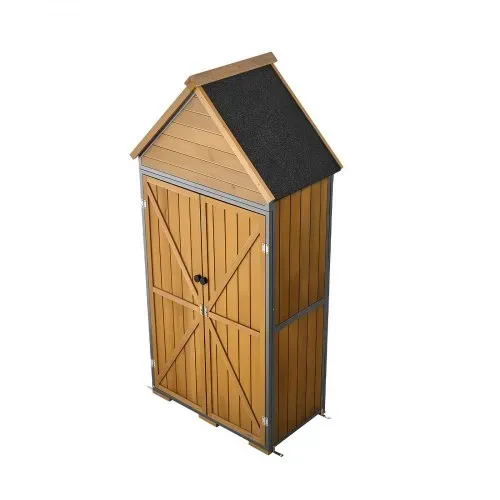 VEVOR Gartenschrank Holz, Geräteschrank mit Abschließbaren Türen, Gerätehaus mit Regalen & Boden, Geräteschuppen, Gartengerätehaus, Werkzeugschrank für Terrasse, Garten / Rasen, 76x43x171 cm – Bild 9