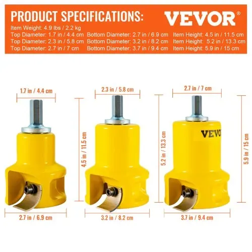VEVOR Zapfenschneider Forstnerbohrer 25,4 & 38 mm & 50,8 mm, 2 Klingen Zapfenschneider Forstner Bit Zapfenschneider Set für Balkenbetten, Balkengeländer, Balkenzäune, Balkentische usw. Forstnerbohrer – Bild 6