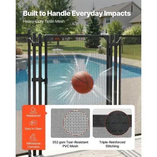 VEVOR Poolzaun Tor 1,2x0,75 m, Tür für Poolschutzzaun Kinderschutzzaun, Sicherheitstor-Set mit Selbstschließ- & Selbstverriegelungsfunktion, 352 g/m² Teslin-PVC-Gewebe, für Schwimmbecken, Schwarz – Bild 3