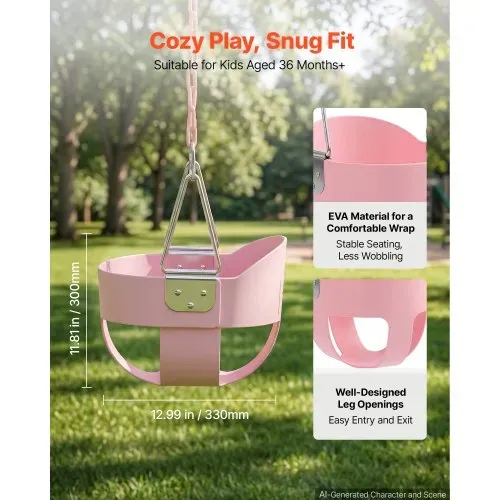 VEVOR Kinderschaukel 136 kg Schaukel Hohe Rückenlehne Vollschalensitz Pink, für Spielplätze im Garten & Indoor, Beschichtete Ketten & Karabiner, Komplett Montierter Sitz für Kinder ab 3 Jahren, CE/CPC – Bild 2