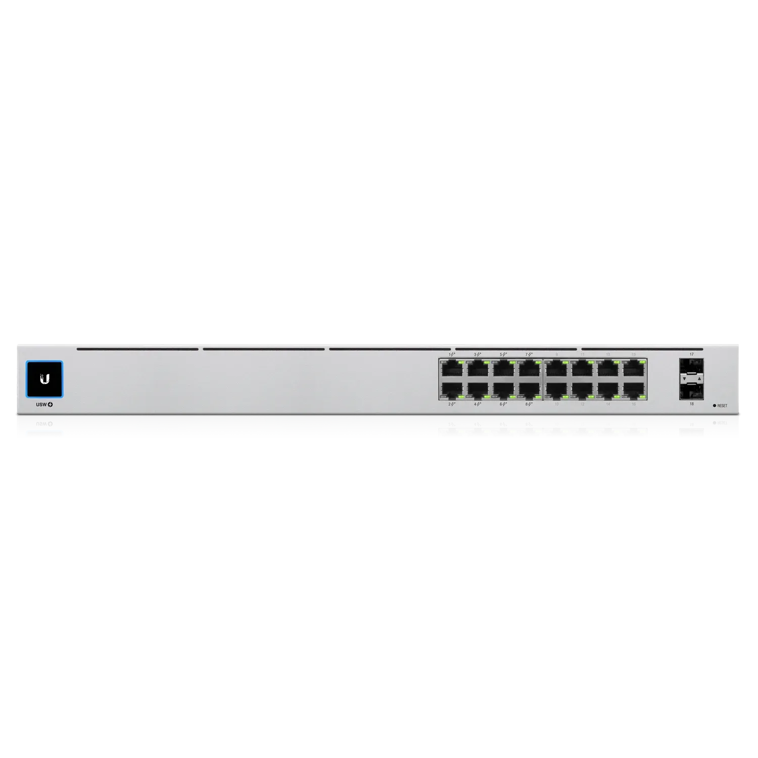Ubiquiti Switch smart managed Layer2 18 Port • 16x GbE • PoE Budget 42W • 8x PoE at • 2x SFP • 19" • Lüfterlos • UniFi • USW-16-POE – Bild 4