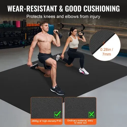 VEVOR Trainingsmatte, rutschfeste, hochdichte Premium-Yogamatte, Trainings-Yogamatte für Männer und Frauen, Fitness- und Trainingsmatte mit Tasche und Tragegurt, für alle Arten von Heim-Yoga, Pilates und Bodentraining (2,4 x 1,8 m) – Bild 3