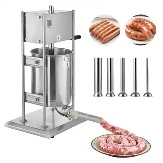 VEVOR manueller Wurstfüller 10 L vertikale Wurstfüllmaschine Fleischfüller mit 2 Geschwindigkeiten (schnell / langsam), Hochleistungsfüller aus Edelstahl mit 5 Wurstfüllrohren, Fleischfüllen VEVOR manueller Wurstfüller 10 L vertikale Wurstfüllmaschine Fleischfüller mit 2 Geschwindigkeiten (schnell / langsam), Hochleistungsfüller aus Edelstahl mit 5 Wurstfüllrohren, Fleischfüllen