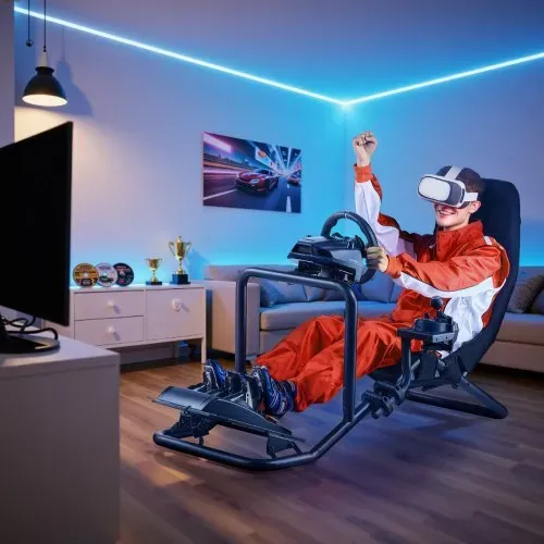 VEVOR Lenkständer, Racing Wheel Stand für integrierte Simulator-Cockpits, für Logitech G25, G27, G29, G920, G923, Thrustmaster T300RS, TX F458, T500RS, T3PA-PRO (F1/GT) und CSR-Pedale, Schwarz – Bild 7
