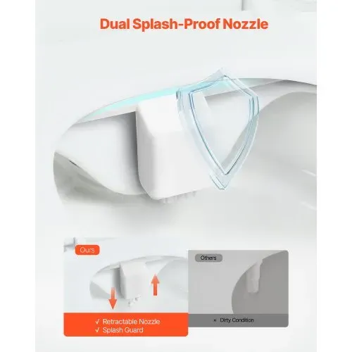 VEVOR Bidetaufsatz für Toilette, nicht elektrischer Bidet-WC-Aufsatz mit ausziehbarer Doppeldüse & einstellbarem Kaltwasserdruck Einlass aus Edelstal ideal für die Gesäß- und Intimwäsche, weiß – Bild 3