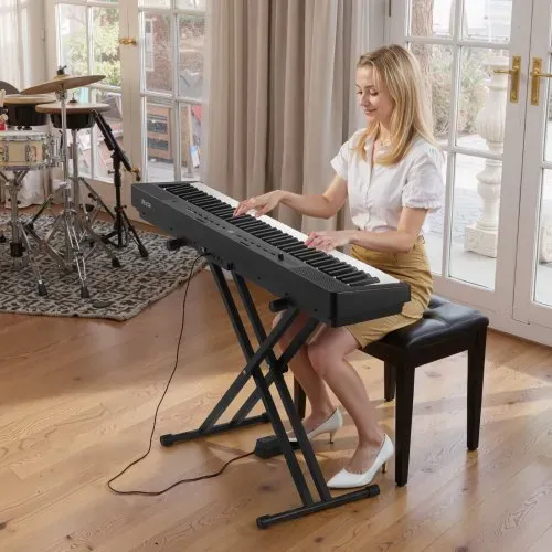 VEVOR Digitalpiano, 88 Tasten vollgewichtet, E-Piano Doppeltastatur & Lautsprecher mit X-Ständer, Sustain-Pedal, Aufnahmefunktion, 280 Töne, Kabellose Verbindung, für Anfänger, Schwarz – Bild 7
