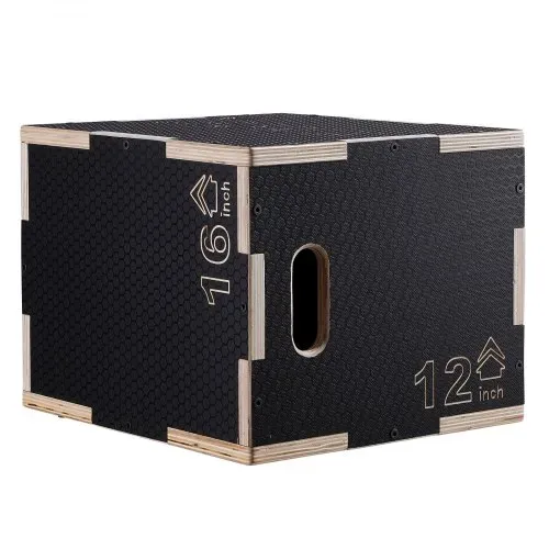 VEVOR 3-in-1-Plyometrische Sprungbox 16/14/12-Zoll-Plyobox, Sprungkasten Sprungkiste 204 kg Tragfähigkeit, Fitnessübungs-Step-Up-Box für Heimtraining, Sprungkrafttraining Schwarz Einstellbare Höhe – Bild 9