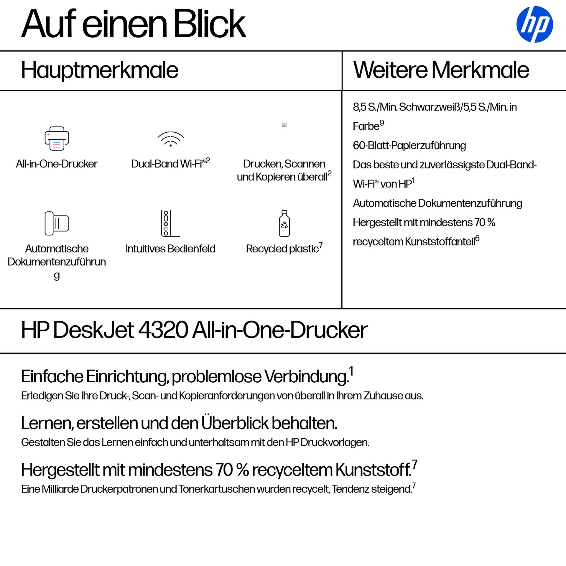 HP DeskJet 4320 Wireless All-in-One Farbe Drucker – Bild 3