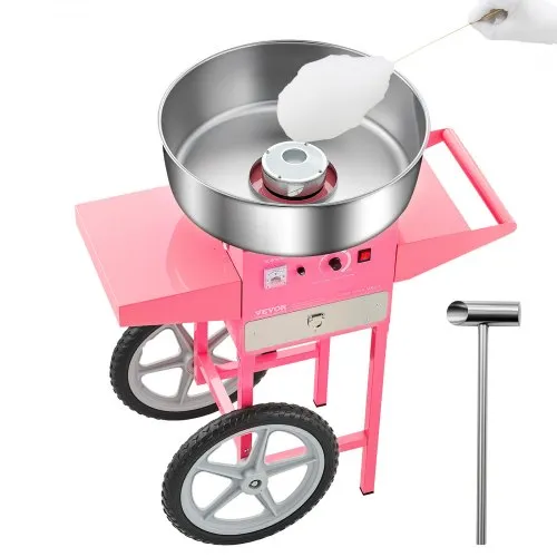 VEVOR elektrische Zuckerwattemaschine kommerzielle Zuckerwattegeräte mit Wagen (1000 W) mit 52 cm Edelstahlschüssel & Zuckerschaufel & Schublade, perfekt für Kindergeburtstage Familienfeiern Rosa VEVOR elektrische Zuckerwattemaschine kommerzielle Zuckerwattegeräte mit Wagen (1000 W) mit 52 cm Edelstahlschüssel & Zuckerschaufel & Schublade, perfekt für Kindergeburtstage Familienfeiern Rosa