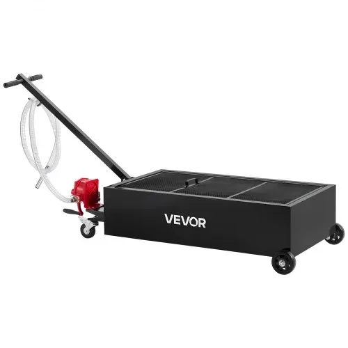 VEVOR Ölablasswanne mit niedrigem Profil, 94,6 L, Ölablasswagen mit Pumpe, 2,2 m Schlauch & T-Klappgriff, auslaufsicher & korrosionsbeständig, für Autos, SUVs, LKWs, Geländefahrzeuge, schwarz – Bild 8