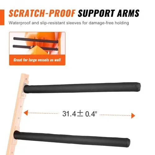 VEVOR Kayak Wandalterung Kajak Aufhänger 1168 x 850 x 45 mm, Kajakständer 4 Kajaks 797,5 ± 10 mm Stützarmlänge, 181,6 kg Tragfähigkeit Kajak Aufbewahrungsregal Robuste Kajak-Aufbewahrungshaken – Bild 4
