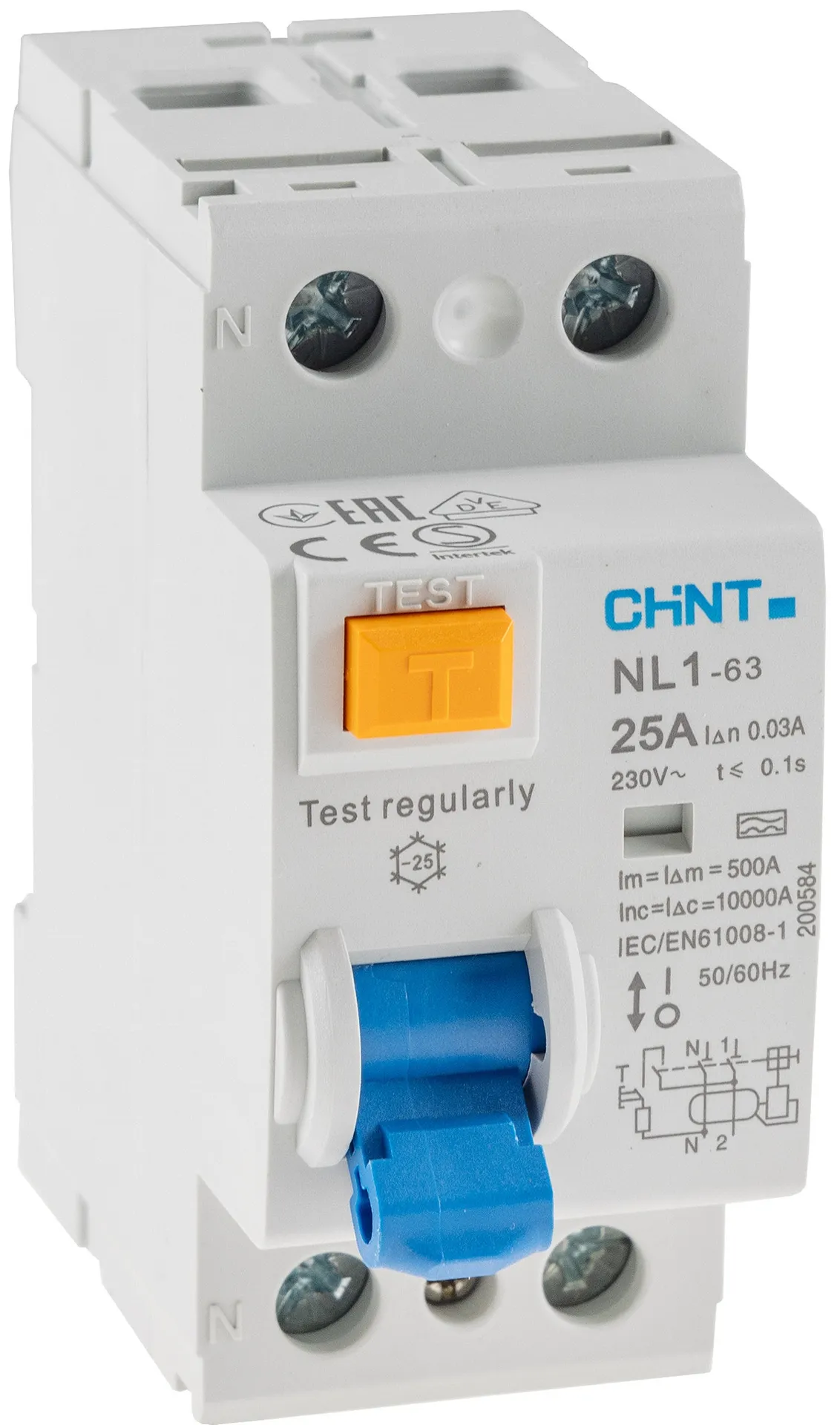 FI Fehlerstrom-Schutzschalter 30mA 25A, 2-polig für DIN Trägerschiene FI Fehlerstrom-Schutzschalter 30mA 25A, 2-polig für DIN Trägerschiene