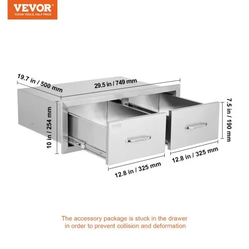 VEVOR 75 x 25 x 50cm Kamintür Doppelschicht Edelstahl BBQ Tür Vertikal BBQ Island Tür – Bild 6