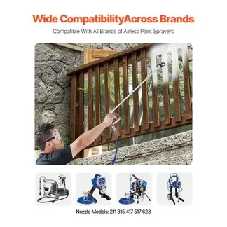 VEVOR Airless Farbspritzpistole und Schlauch Set, 3600 PSI Farbspritzschlauch-Set mit 5 Spitzen, 211, 315, 417, 517, 623, Airless-Spritzpistolen-Set mit Filtern, Schlauch und Verlängerungsstangen VEVOR Airless Farbspritzpistole und Schlauch Set, 3600 PSI Farbspritzschlauch-Set mit 5 Spitzen, 211, 315, 417, 517, 623, Airless-Spritzpistolen-Set mit Filtern, Schlauch und Verlängerungsstangen