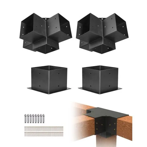VEVOR Pfostenverbinder, passend für 142×142 mm Pfosten, 4-Wege-Hochleistungs-Eckhalterung, Woodworks DIY-Pfostenbasissatz, Pfostennecke für Pavillons, Terrassenpergolen, Blockhütten, 4 Stk. VEVOR Pfostenverbinder, passend für 142×142 mm Pfosten, 4-Wege-Hochleistungs-Eckhalterung, Woodworks DIY-Pfostenbasissatz, Pfostennecke für Pavillons, Terrassenpergolen, Blockhütten, 4 Stk.