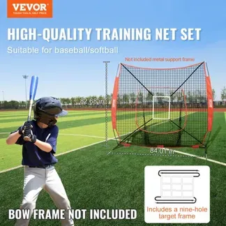 VEVOR 2134 x 2134 mm Pitching Net Pitching Target mit Strike Zone, Baseball & Softball 9 Loch Trainingsgeräte für Jugendliche & Erwachsene, Baseball Pitching Net (nur Netz) VEVOR 2134 x 2134 mm Pitching Net Pitching Target mit Strike Zone, Baseball & Softball 9 Loch Trainingsgeräte für Jugendliche & Erwachsene, Baseball Pitching Net (nur Netz)