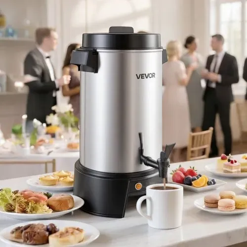 VEVOR Gewerblicher Heißgetränkespender für Kaffee 6,3 L 42 Tassen 1190 W, Heißwasserspender mit Tropffreiem Wasserhahn, Automatischer Temperaturregelung, für Catering, Partys, Kirchen und Restaurants – Bild 7