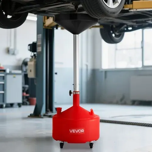 VEVOR Ölauffangwagen 30 L, Ölauffangrollwagen mit einstellbarer Trichterhöhe, Tragbarer Ölauffangbehälter mit Rädern, Flüssigkeits-Kraftstofftransfer-Ablass für Autowerkstätten, Garagen, Rot – Bild 7