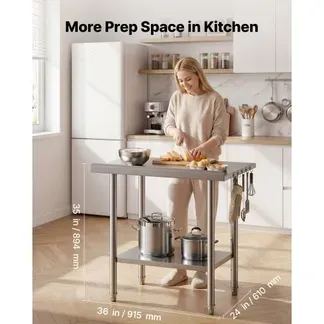 VEVOR Edelstahltisch Gastro 915 x 610 x 894 mm, Verstellbarer Edelstahltisch mit Aufkantung,Arbeitstisch mit Grundboden für Restaurant Schwerlast Obere Ablage (227 kg) Untere Ablage (191 kg) VEVOR Edelstahltisch Gastro 915 x 610 x 894 mm, Verstellbarer Edelstahltisch mit Aufkantung,Arbeitstisch mit Grundboden für Restaurant Schwerlast Obere Ablage (227 kg) Untere Ablage (191 kg)