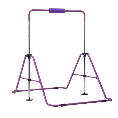VEVOR Gymnastikstange für Kinder mit 63,5 kg Tragkraft, Klappbares Turnreck mit Turnringen, Höhenverstellbare Turnstange für Indoor- und Outdoor-Training, Heimtrainingsgerät für Kinderturnen, Lila – Bild 9