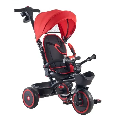VEVOR Dreirad für Kinder von 1 bis 5 Jahren, Laufrad mit Schubstange, Klappbarem Verdeck, Verstellbarem Sitz und Aufbewahrungskorb, Kinderdreirad als Geschenk für Jungen und Mädchen, Rot+Schwarz – Bild 9